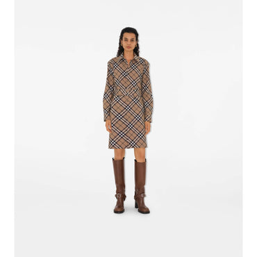 Check Wool Blend Shirt Dress - Linden IP Check