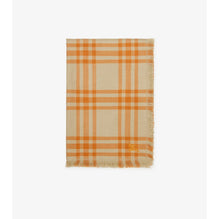 Reversible Check Wool Silk Scarf - Hunter/Pumpkin