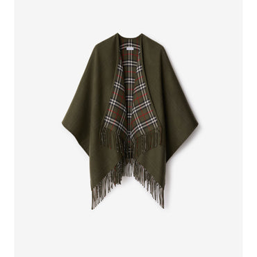 Reversible Check Wool Cape - Loch