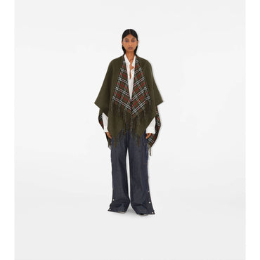 Reversible Check Wool Cape - Loch
