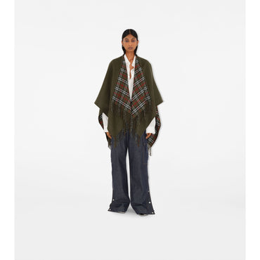Reversible Check Wool Cape - Loch