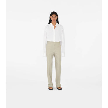 Cotton Blend Trousers - Plaster