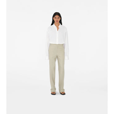 Cotton Blend Trousers - Plaster