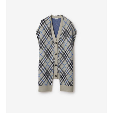 Check Wool Mohair Blend Cape - Lichen IP Check