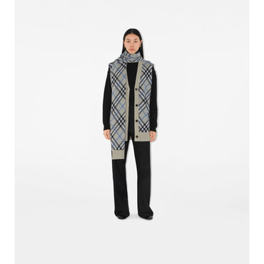 Check Wool Mohair Blend Cape - Lichen IP Check