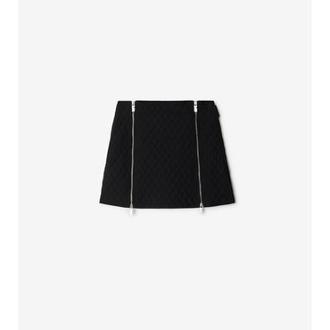 Quilted Nylon Mini Skirt - Black