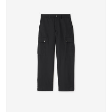 Cotton Blend Cargo Trousers - Black