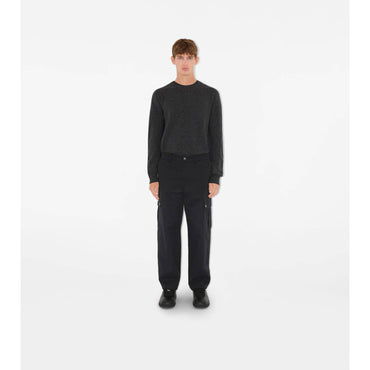 Cotton Blend Cargo Trousers - Black
