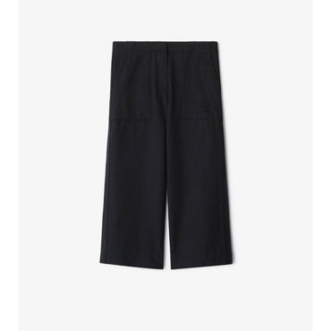 Cotton Blend Trousers - Black