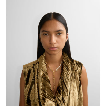 Shield Chain Necklace - Gold/Clear