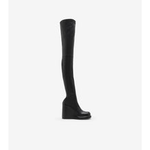 Leather Pillar High Boots - Black