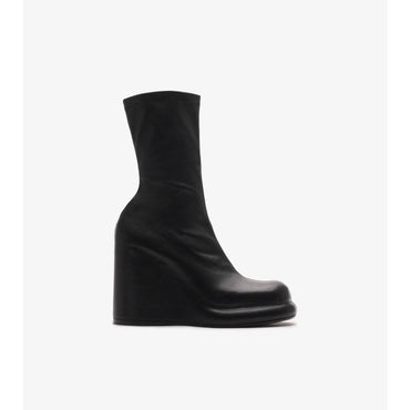 Leather Pillar Low Boots - Black
