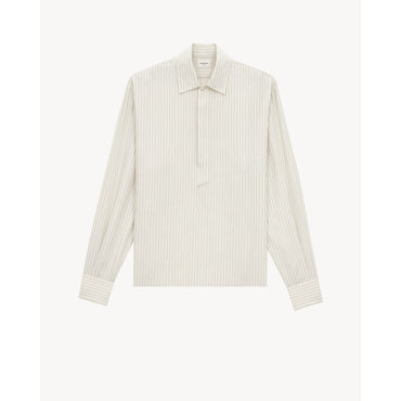 CHEMISE FIT AV PATTE POLO TOIL - NOIR/NATUREL