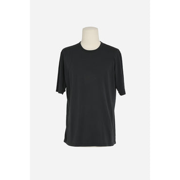 T Shirt Round Collar Manches Court - Noir Blanchi