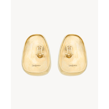 BO OVALE MARTELEE ET CABOCHON - OR LAITON/BORDEAUX