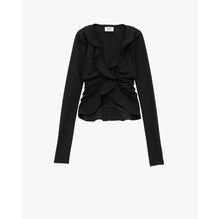 BLOUSE CREPE DE CHINE DE SOIE - NERO/NERO
