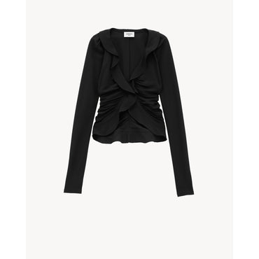 BLOUSE CREPE DE CHINE DE SOIE - NERO/NERO