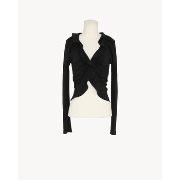 BLOUSE CREPE DE CHINE DE SOIE - NERO/NERO