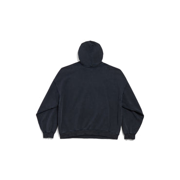 Large Fit Hoodie - Faded Washed Black