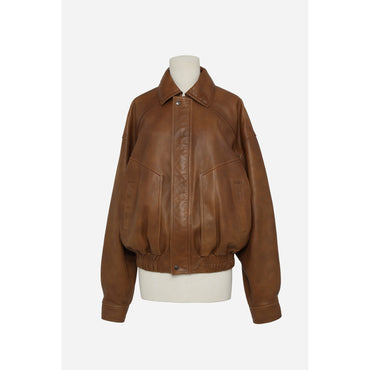 Blouson Petit Col Nappa - Marron Glace/Vigogne