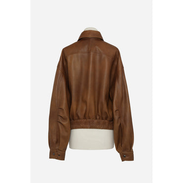Blouson Petit Col Nappa - Marron Glace/Vigogne