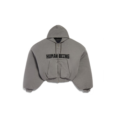Round Zip-Up Hoodie - Dark Grey