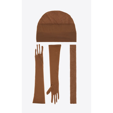 SET B BEANIE SCARF AND GLOVES - ALMOND
