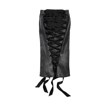 Laced Up Backless Skirt - Black