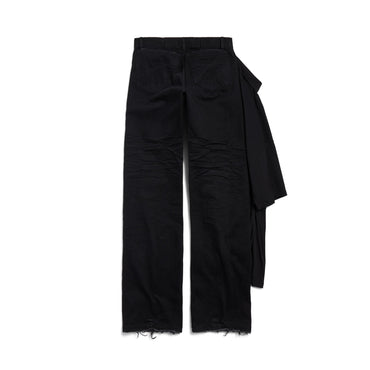 Layered Low-Waist Fitted Pants - Black