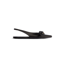 Nano Bow Sling Flat Satin - Black/Gold - Women