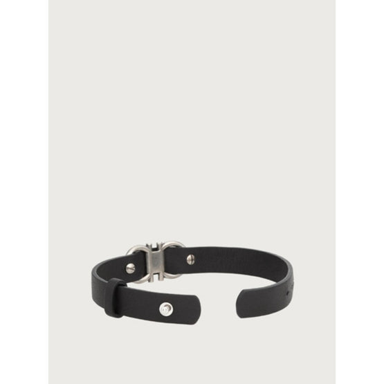 Leather Gancini Bracelet - Black