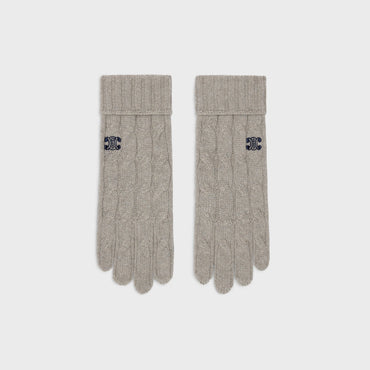 Gloves Torsade Cable-Knit Cashmere - Light Grey