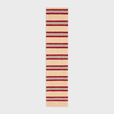 Echarpe Triomphe Cashmere Laine Soie Rayee Cachemire - Vanilla/Pink/Red