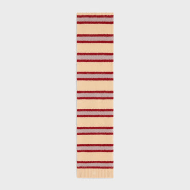 Echarpe Triomphe Cashmere Laine Soie Rayee Cachemire - Vanilla/Pink/Red