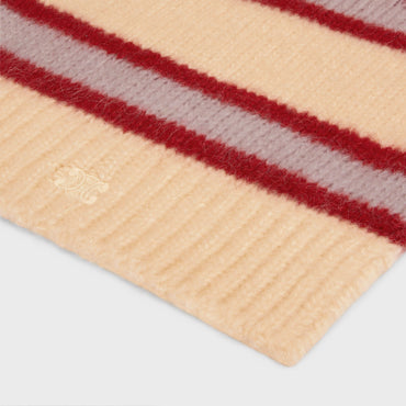 Echarpe Triomphe Cashmere Laine Soie Rayee Cachemire - Vanilla/Pink/Red