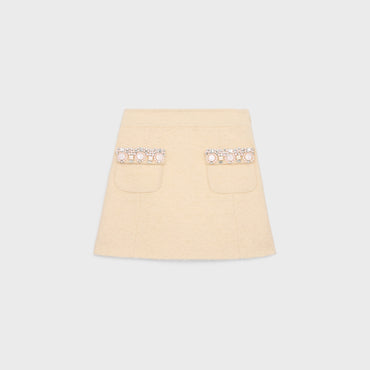 Mini Jupe Poches Brodees Natte Bouclette - Vanilla