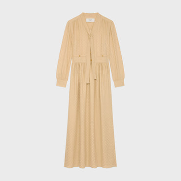 Dress Lavalliere Basse V. Long. Mat Brillant Damier Triomphe Robe - Chardonnay
