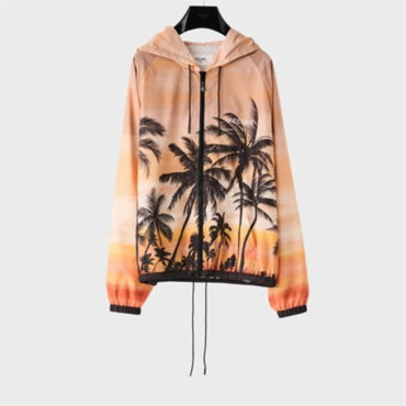 Coupe-Vent Celine Nylon Palmiers - Orange/Multicolore