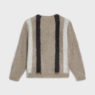 Cardigan Mohair Brosse - Oatmeal / Black
