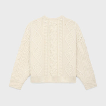 Pull Col Rond Oversize Laine Aran - Off White