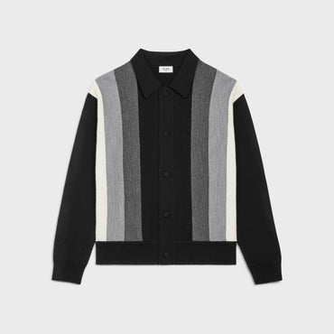 Cardigan Col Polo Laine Bowling - Grey