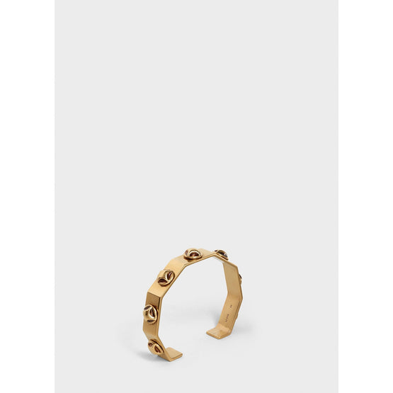 Women Celine Stud Thin Octagonal Bangle - Vintage Gold