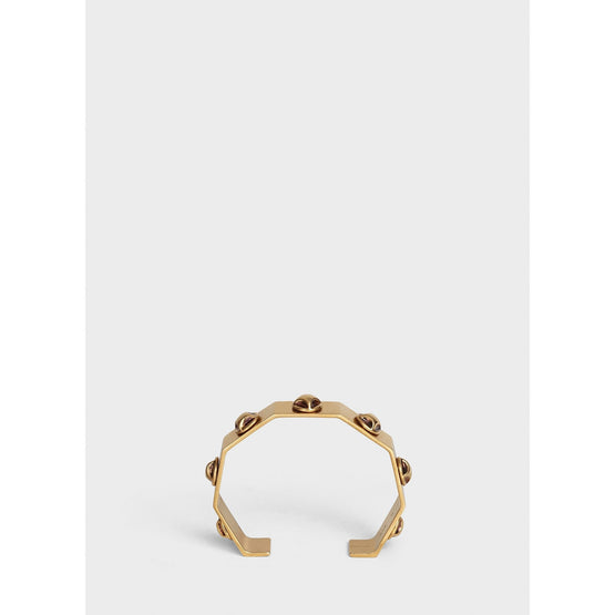 Women Celine Stud Thin Octagonal Bangle - Vintage Gold