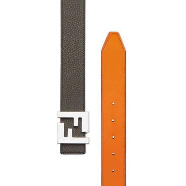 Men's SQUARED FF Belt Reversible - Military Green + Orange Cachi + Palladium