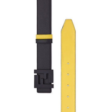 Men's SQUARED FF Belt Reversible - Black + Sunflowers + Palladium