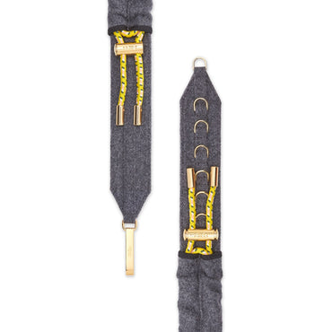Women's Elastic Belt - Grey + Lemon + Soft Gold